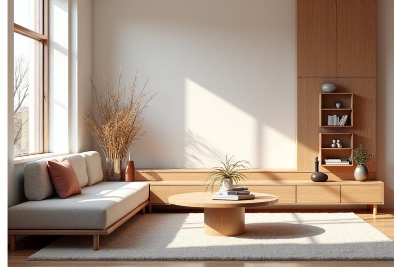 Visualisering av gyllent snitt og fibonacci-sekvens i et moderne romdesign.