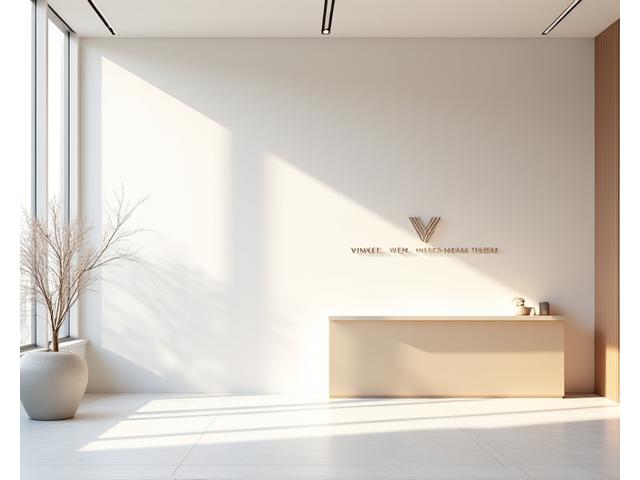 Bilde av Vinkel Veven studioet ved åpningen i 2018, rent og minimalistisk design.